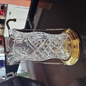 Teleflora Crystal Taper Candle Holder Brass Base